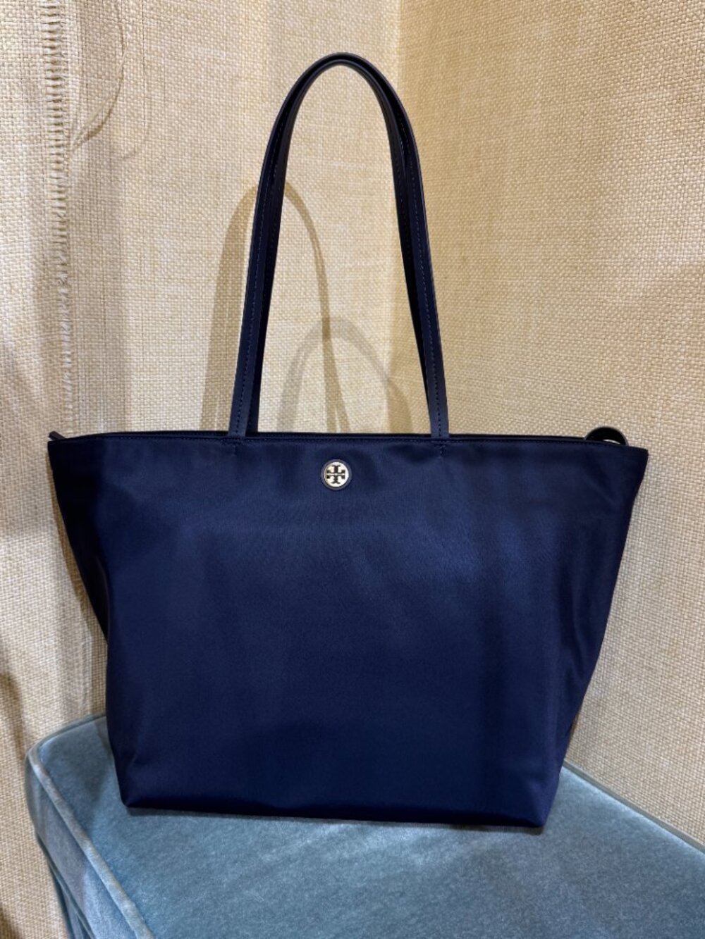 Tory Burch Nylon Large Tote 166469 In Tory Navy $300